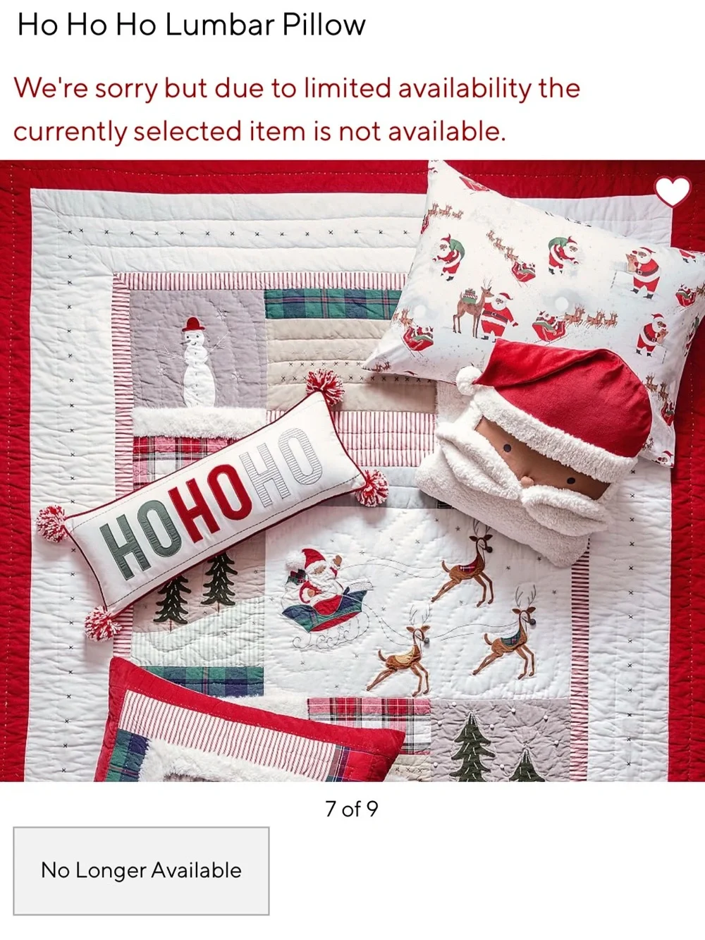 NWT Pottery Barn Kids Ho Ho Ho Lumbar Pillow